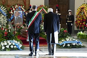 Mattarella e Gualtieri ai funerali di David Sassoli