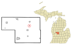 Location of McBride within Moncalm County, Michigan