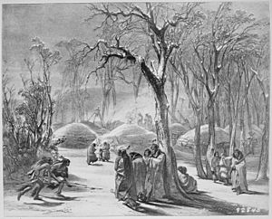 Winter village of the Manitaries (Hidatsa) in Dakota Territory, 1833 - NARA - 530977