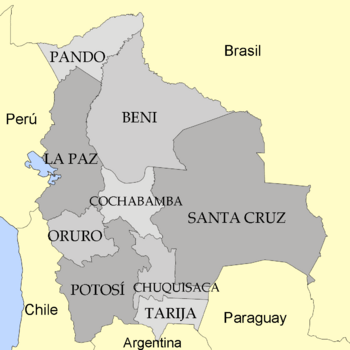 Map of the departments of Bolivia