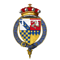 Coat of arms of Sir George Stanley, 9th Baron Strange, of Knockyn, KG