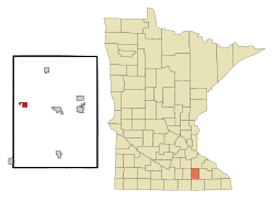 Location of Claremont, Minnesota