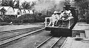 King Albert on one of the first trains of the Belgian Congo