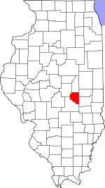 Map of Illinois highlighting Moultrie County