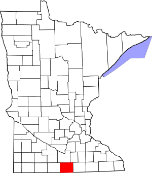 Map of Minnesota highlighting Faribault County