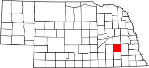 Map of Nebraska highlighting Seward County