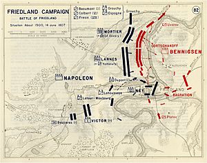 Map of the Battle of Friedland - Situation about 1900, 14 June 1807