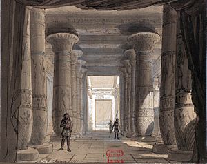 Set design by Philippe Chaperon for Act1 sc2 of Aida by Verdi 1871 Cairo - Gallica (adjusted)