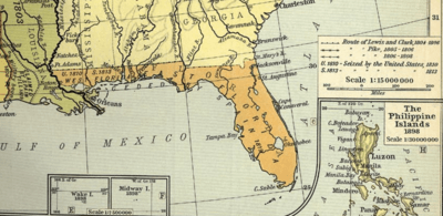 Territorial Expansion of the United States since 1803 excerpt of East and West Florida with US seizure noted