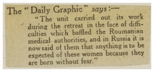 The "Daily Graphic" - press cutting 1916