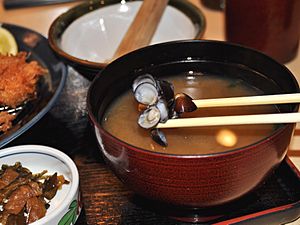 Villorita cyprinoides 004 Black clam miso soup in a Japanese restaurant in Tokyo