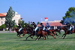 1st Cavalry Division’s Horse Cavalry Detachment charge across Noel Field, activation of 4th BCT, 1st Armor Division, Fort Bliss, TX 2005