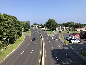 2021-08-26 16 03 50 View east along New Jersey State Route 33 (Corlies Avenue) from the overpass for New Jersey State Route 18 along the border of Neptune Township and Neptune City in Monmouth County, New Jersey