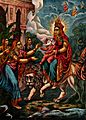 A goddess probably Parvati as Durga riding on a lion present Wellcome V0045026