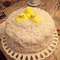 Coconut cake garnished with Peeps candy.jpg