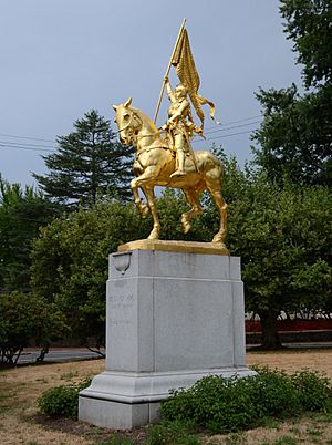 The equestrian statue of Joan of Arc in Coe Circle, Laurelhurst