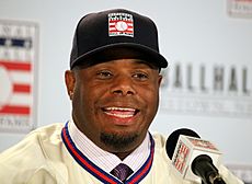 Ken Griffey Jr. answers a question during the HOF news conference