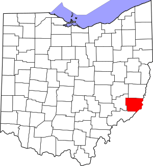 Map of Ohio highlighting Monroe County