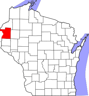 Map of Wisconsin highlighting Polk County