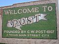 Post, TX, welcome sign IMG 4620