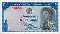 Rhodesia ten shillings 1968