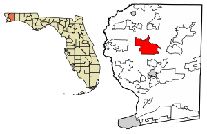 Location of Allentown in Santa Rosa County, Florida.