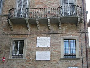 Urbino, targe virgilio vecchietti e polidoro virgili e balcone