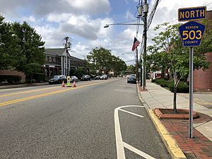 2018-07-22 16 48 14 View north along Bergen County Route 503 (Kinderkamack Road) at Bergen County Route S80 (Ridgewood Avenue) in Oradell, Bergen County, New Jersey