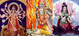 3 Shaktism goddesses Devi collage