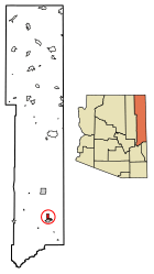 Location of Springerville in Apache County, Arizona