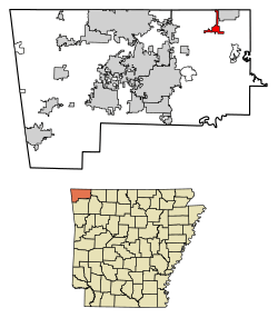 Location of Garfield in Benton County, Arkansas.