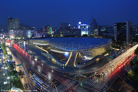 Dongdaemun Design Plaza at night, Seoul, Korea
