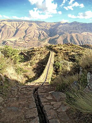Incan aqueduct at Tipon. Cusco, Peru