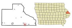 Location of Preston, Iowa