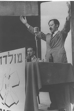 Menachem Begin při projevu v srpnu 1948