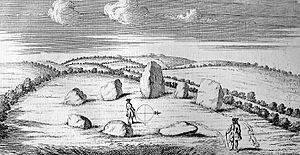 Stukeley's picture of Nine Stones
