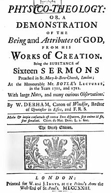 Title page of Physico-Theology by William Derham 1713 (this ed 1723)