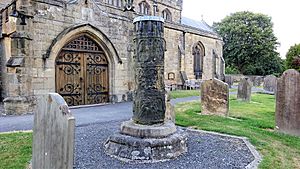 Anglo-Saxon Cross Shaft, St Mary's the Virgin Church, Masham. View from the west