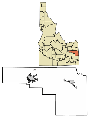 Location of Ucon in Bonneville County, Idaho.