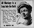 Dorothy Dix - All Marriage is a Leap Into the Dark, 1913