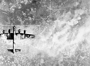 Lancaster over Wizernes WWII IWM C 4505