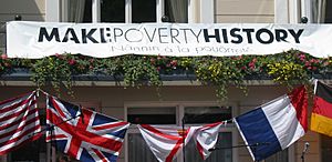 Make Poverty History banner 2005 Jersey