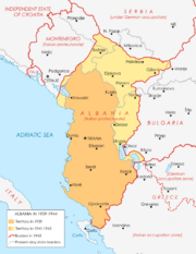 Map of Albania during WWII