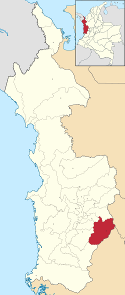 Location of the municipality and town of San José del Palmar in the Chocó Department of Colombia.