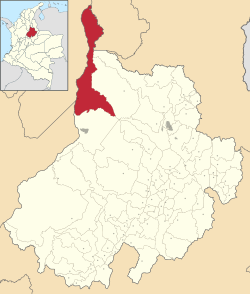 Location of the municipality and town of Puerto Wilches in the Santander  Department of Colombia.