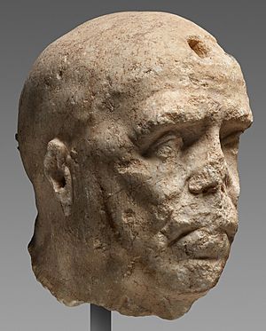 Damaged head of Emperor Galba