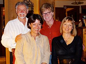 Dr. Warren Farrell and his wife with Robert Redford and wife at Farrell's home in California