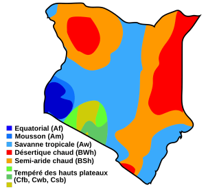 Kenya map of Köppen climate classification FR