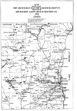 Map Showing Lines of The Milwaukee Electric Railway and Light Company c 1907