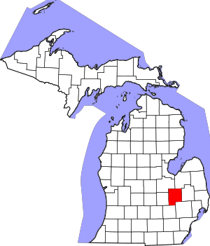 Map of Michigan highlighting Genesee County